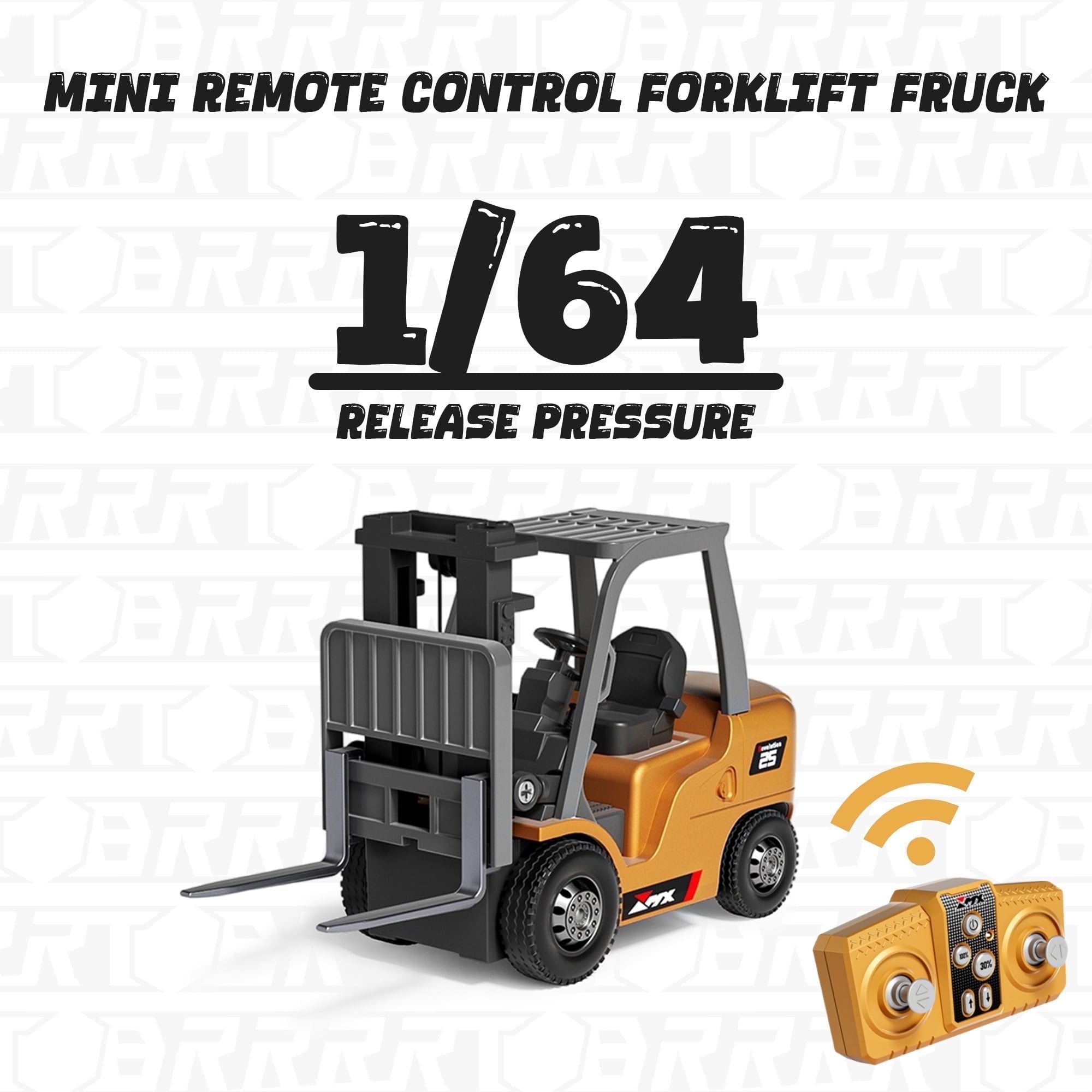 BRRRRT 1/64 RC Forklift Toy 7 Channel 2 Mode Mini Remote Control Forklift Truck with Rechargeable Battery 2 in 1 Transformable Lift Fork & Hook for Adults Kids Boys and Girls